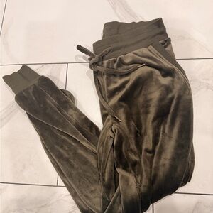 Olive Green Velvet  Lined Jogger Pants Y2K Outdoor Comfortable Trouser  Pants